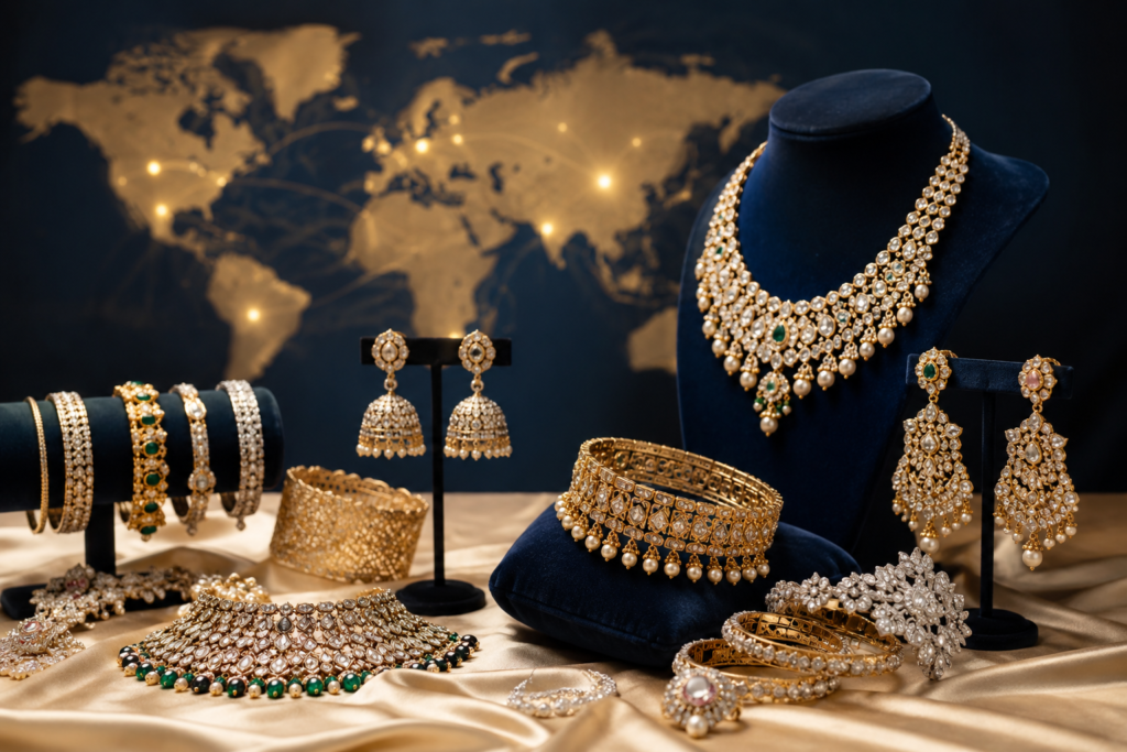 Premium imitation jewellery exporter from India offering wholesale fashion jewellery, private label, OEM solutions, and export-quality collections for global buyers.