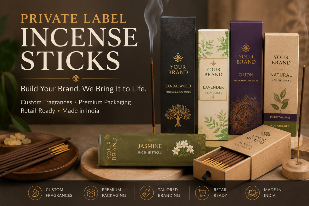 Private label incense sticks with custom branded packaging for international brands