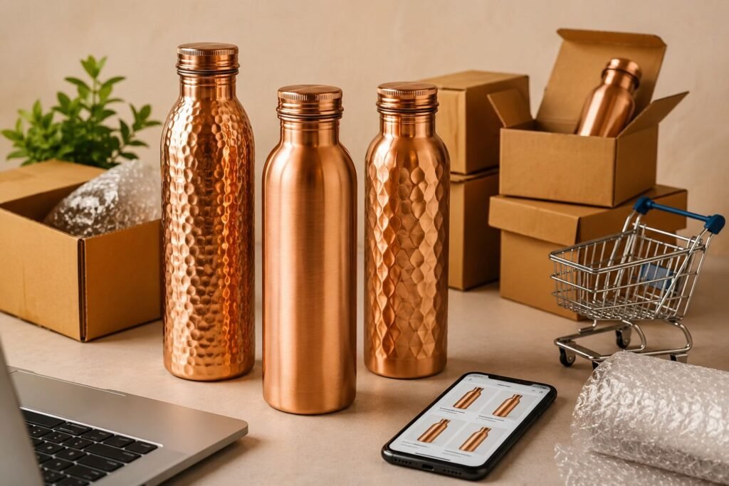 Copper bottles for Amazon FBA and private label sellers manufactured and exported from India