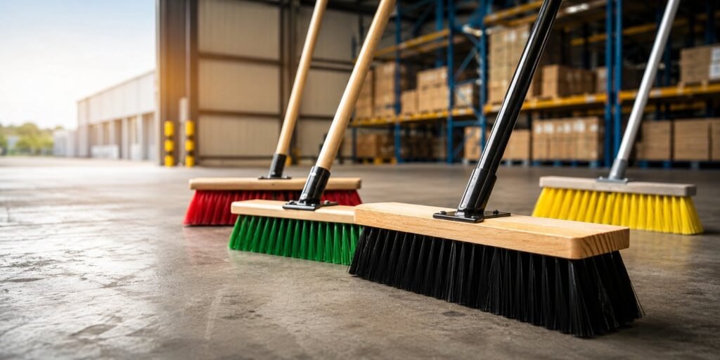 Heavy-duty industrial broom manufacturer from India producing warehouse, factory, and commercial cleaning brooms with OEM, private label, and bulk manufacturing solutions